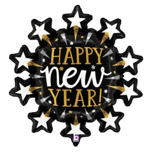 30" HAPPY NEW YEAR STARBURST SHAPE BALLOON